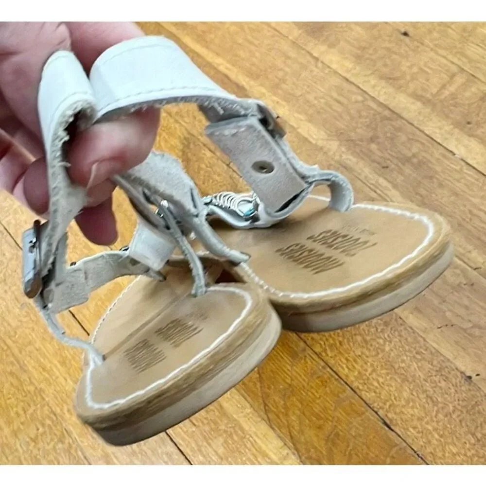 Mootsies Tootsies White All Leather Boho Beaded Sandals Size 8